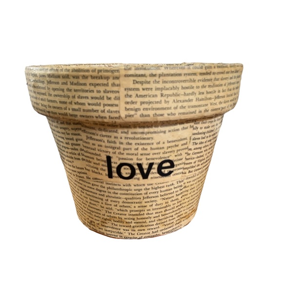 DECOUPAGE➕Book Page Love Clay Pot - Picture 1 of 4